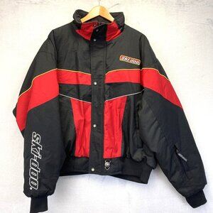 Vintage 90s Ski-Doo Insulated Snowmobile Jacket Mens 2XL Black Red Sno Gear